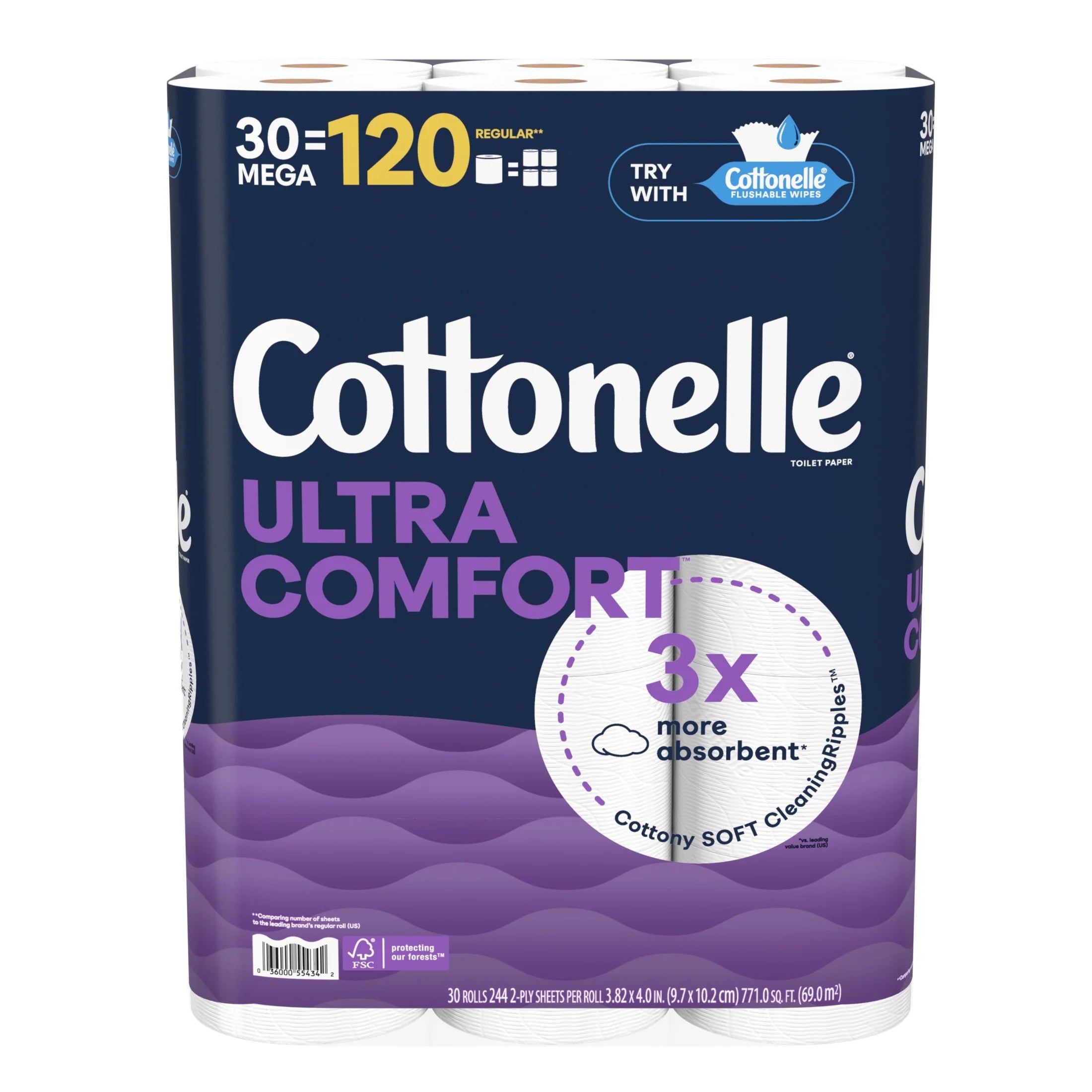 Ultra Comfort Toilet Paper, Soft Toilet Tissue, 36 Mega Rolls