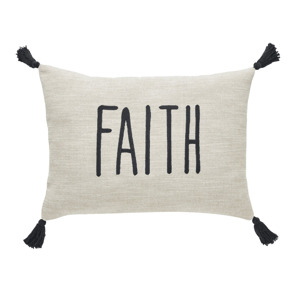 (4 Pack)  Faith Throw Pillow, 14 X 20, Tan & Black