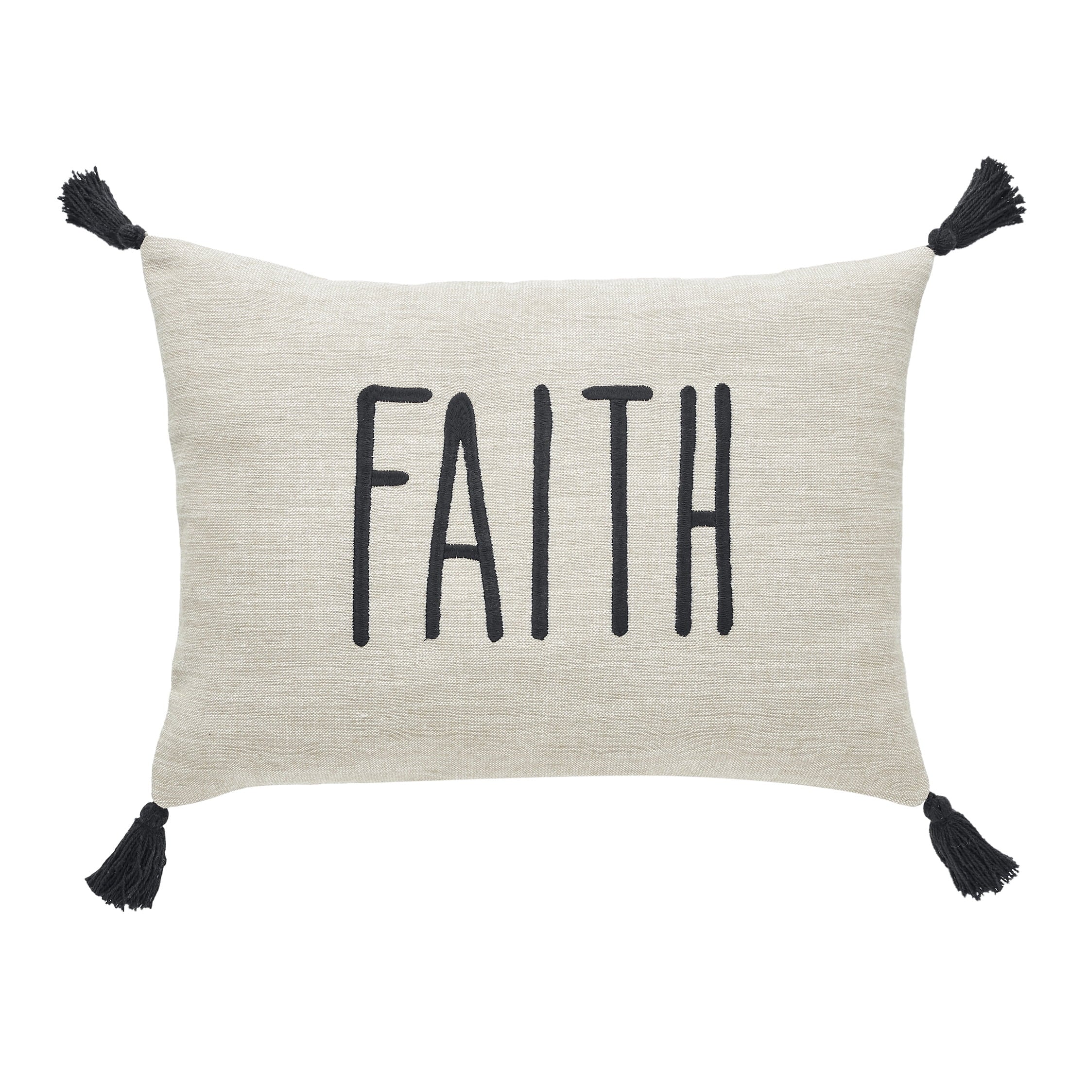 (4 Pack)  Faith Throw Pillow, 14 X 20, Tan & Black