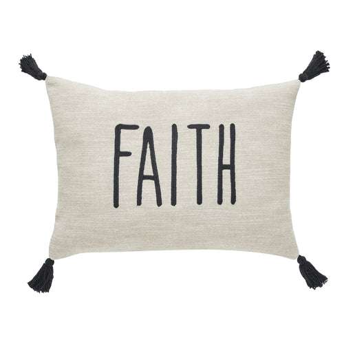 (4 Pack)  Faith Throw Pillow, 14 X 20, Tan & Black