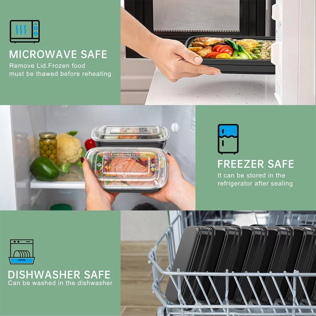 30 Pack Meal Prep Containers, 25Oz Plastic Food Storage Containers with Lids to Go Containers, Bento Box Reusable BPA Free Lunch Boxes, Disposable Stackable, Microwave/Dishwasher/Freezer Safe
