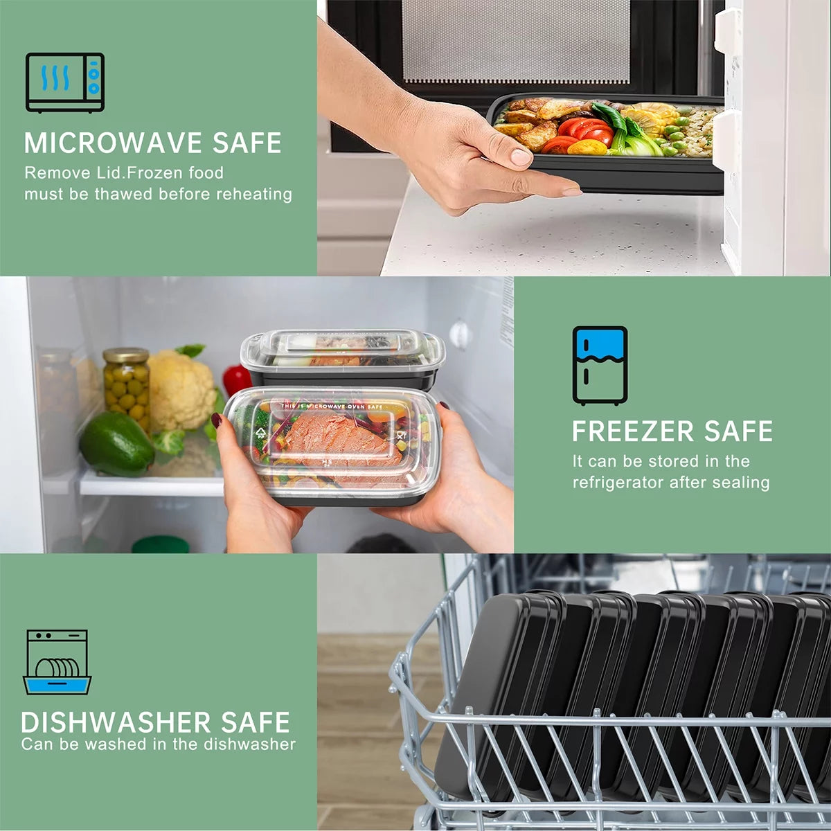 30 Pack Meal Prep Containers, 25Oz Plastic Food Storage Containers with Lids to Go Containers, Bento Box Reusable BPA Free Lunch Boxes, Disposable Stackable, Microwave/Dishwasher/Freezer Safe