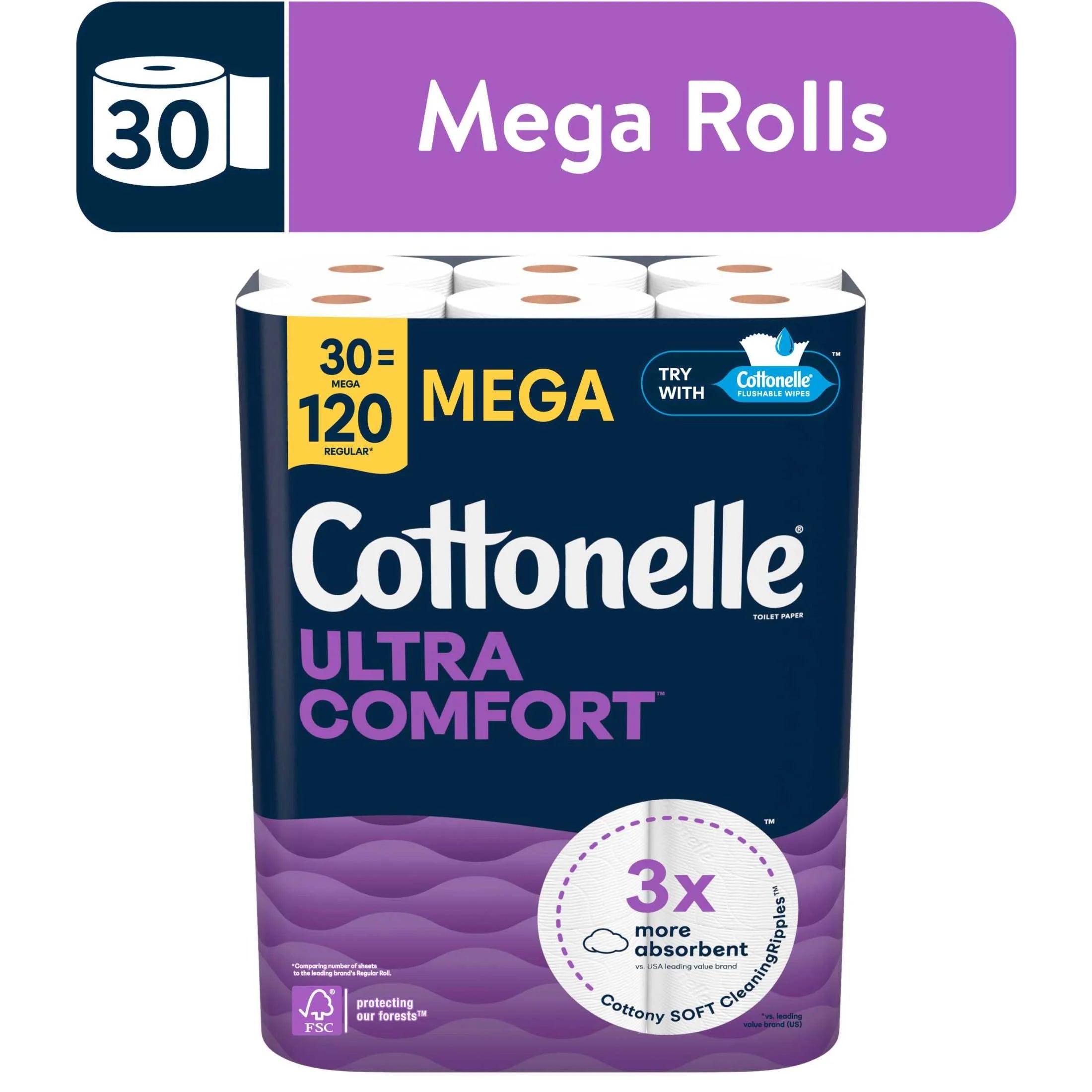 Ultra Comfort Toilet Paper, Soft Toilet Tissue, 36 Mega Rolls