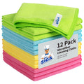 Microfiber Cleaning Cloth for Kitchen, Household & Car Cleaning, Pack of 12, Size: 12.6" X 12.6"